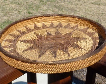 Pima or Washoe woven flat basket