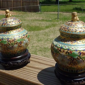 Pair of 20th c. cloisonne ginger jars