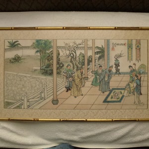 Chinese watercolor of court scene