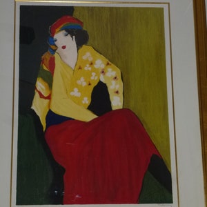 Itzchak Tarkay Serigraphie „Frau mit Schal“