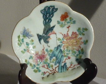 Qing dynasty lobed peacock dish