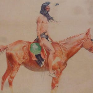 Signed 1901 Frederic Remington &quot;Cheyenne Buck&quot; chromolithograph