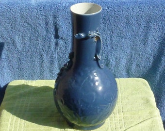 Qing blue monochrome with molded and relief work