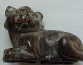 carved wood netsuke cat