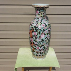 dragon and flower floor vase