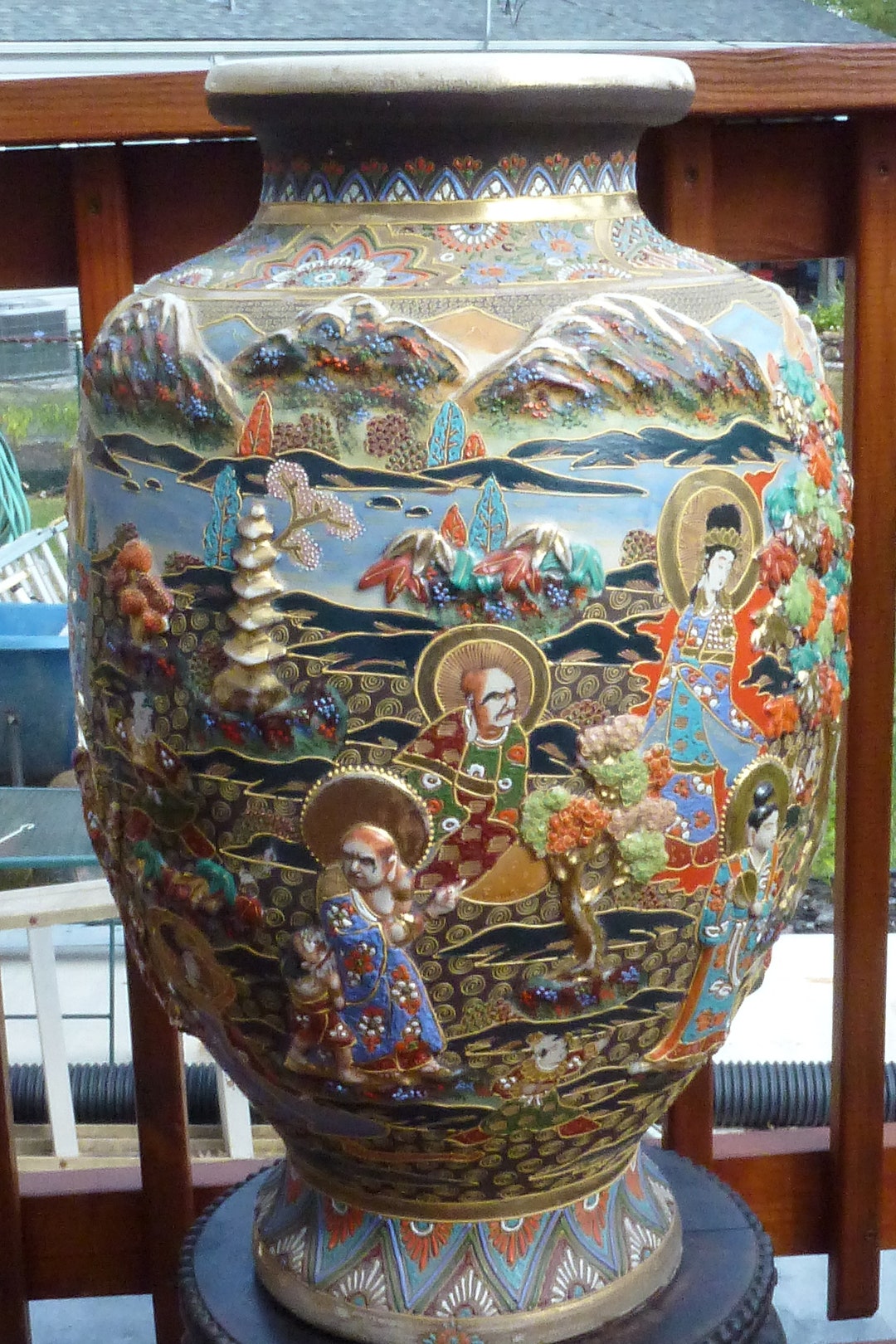 Meiji Satsuma Floor Vase, Artist Signed - Etsy