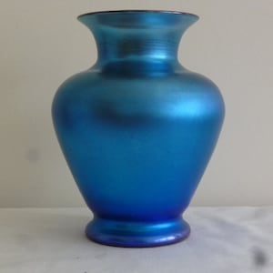 Steuben blue aurene vase
