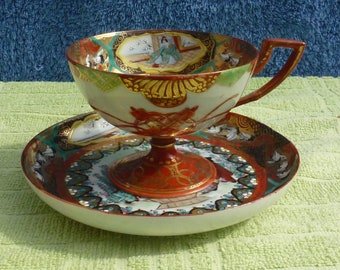 Japanese tea cup and saucer, marked