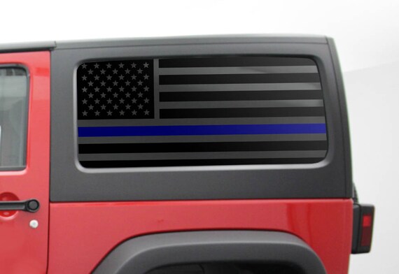 Blue Line American Flag Decal Set For Jk Jeep Wrangler Hardtop Etsy