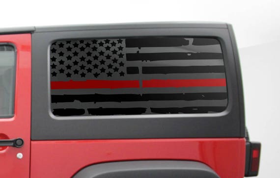 Red Line American Flag Decal Set For Jk Jeep Wrangler Hardtop Etsy