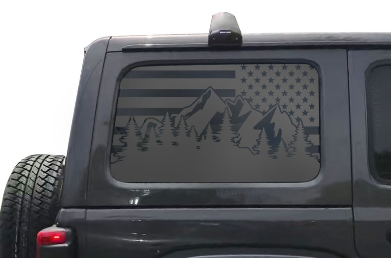 Jeep Wrangler Flag With Outdoor Scene Decals Jlu Jku Etsy