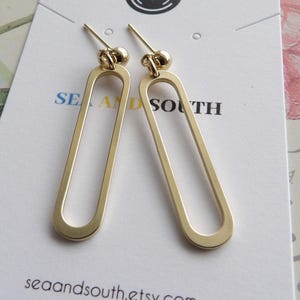 Gold oval hoop earrings elongated oval earrings oval dangle earrings narrow oval earrings oval drop earrings modern oval earrings gold hoops