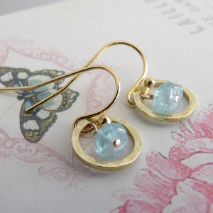Apatite gold circle hammered gemstone earrings minimalist circle earrings geometric earrings dangle hoops open circle earrings handmade