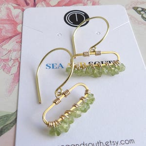 Peridot chip earrings for women gold peridot earrings oval peridot earrings peridot dangle earrings August birthstone peridot gemstone