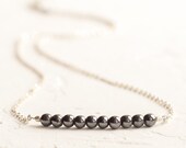 Hematite necklace dainty - Sterling silver necklace for women