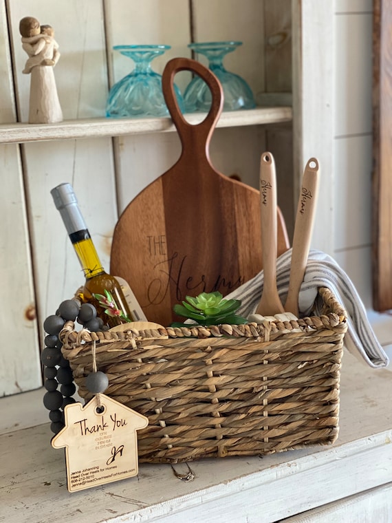 Personalized Realtor Basket, Housewarming Basket gift, Bridal shower gift, birthday gift basket.