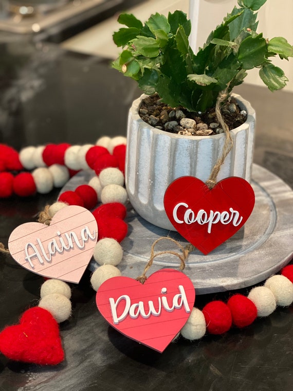 Valentine name tags, Valentine hearts, gift tags