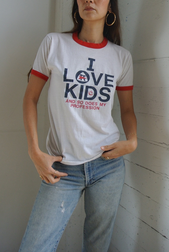 Vintage 1980s I love kids ringer neck t-shirt