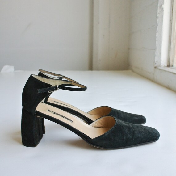 Vintage 2000s Ann Demeulemeester Black Square Toe Strap Chunky Heel Shoes 39 Etsy