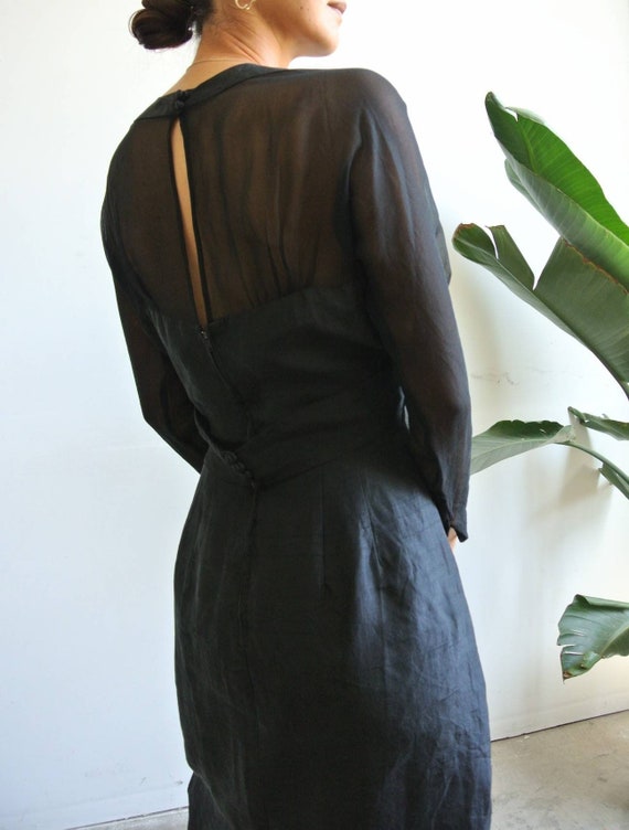 Vintage 1940s black silk dress - image 4