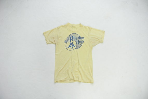 Vintage 1970s Rhythme Boys light yellow thin t-shi