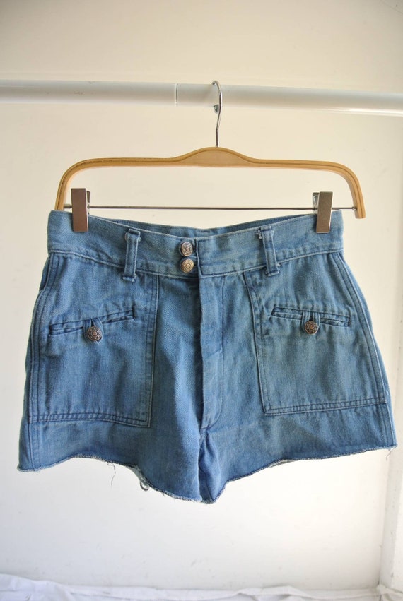 Vintage 1970s denim shorts  W25" - image 3