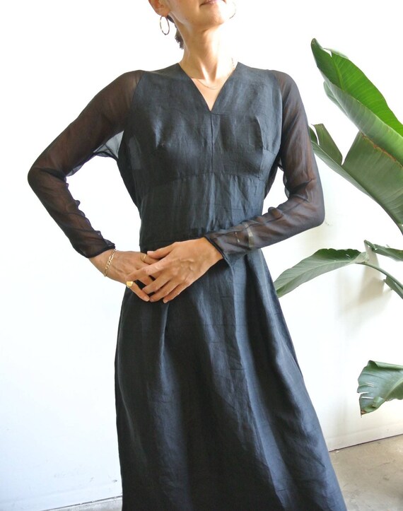 Vintage 1940s black silk dress - image 2