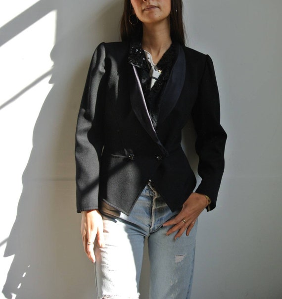 Vintage 1980s Ungaro Paris black blazer - image 2