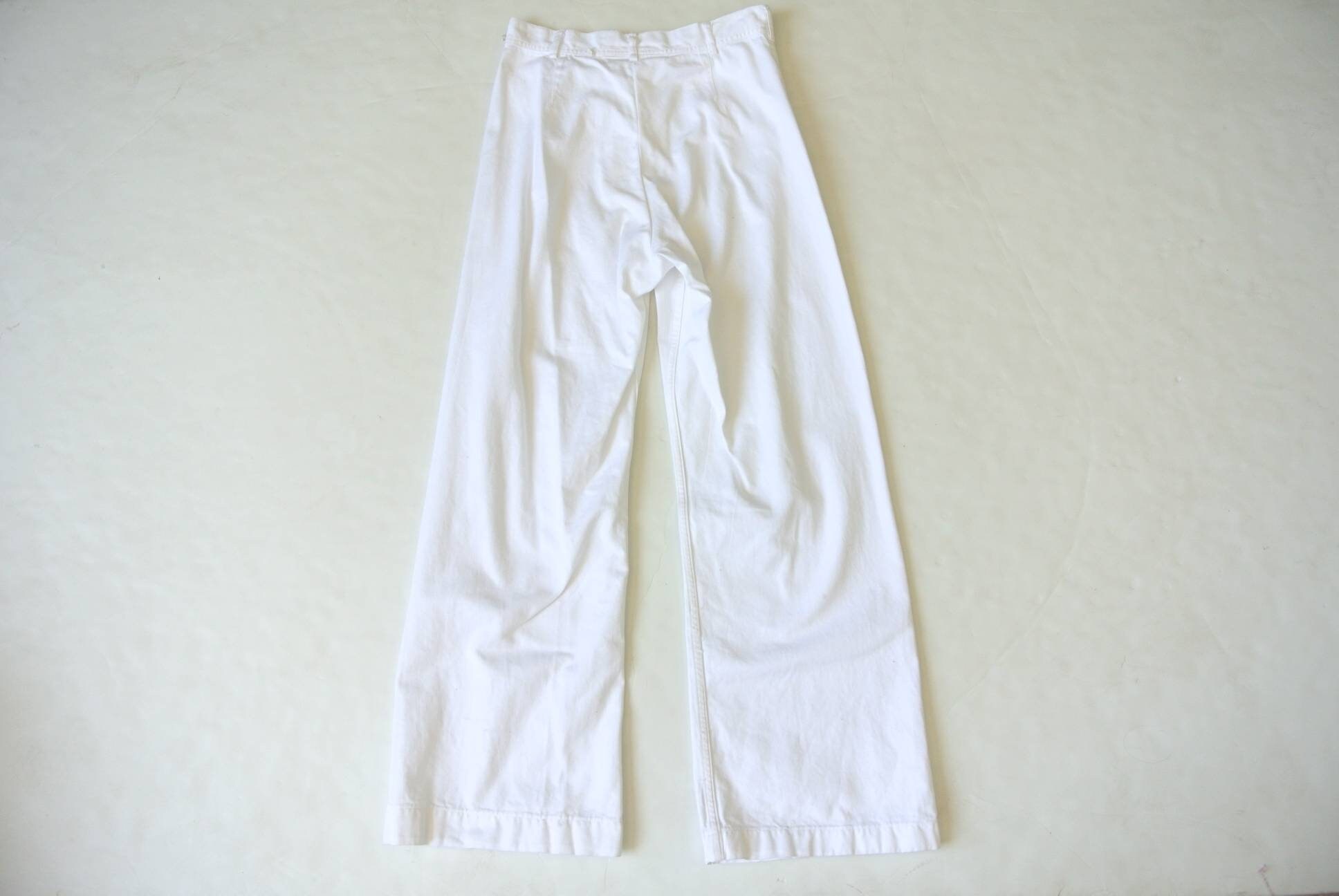 Vintage 1940s WW2 era White sailor pants W28