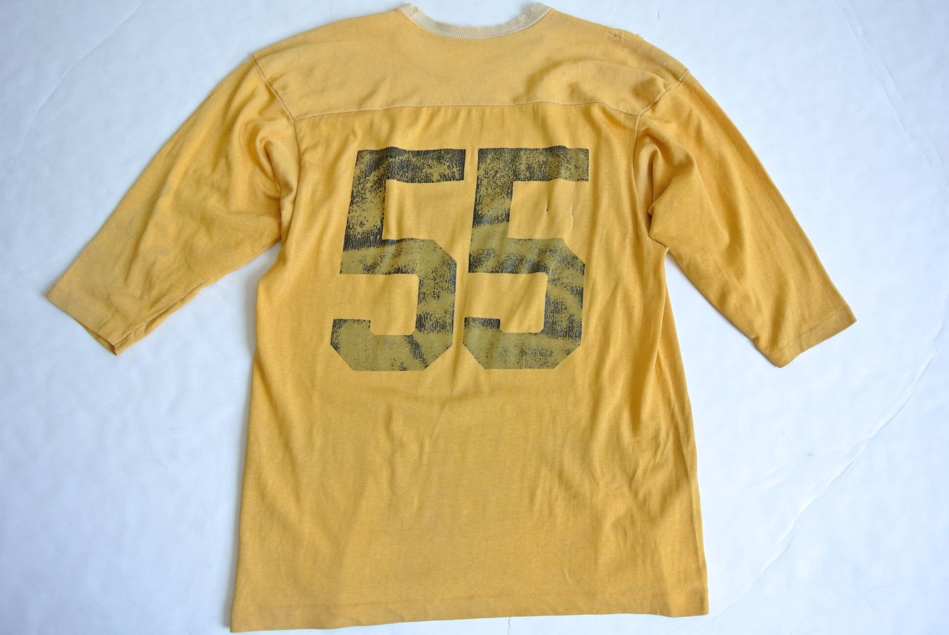 Vintage 1960's yellow distressed football jersey numbered | Etsy