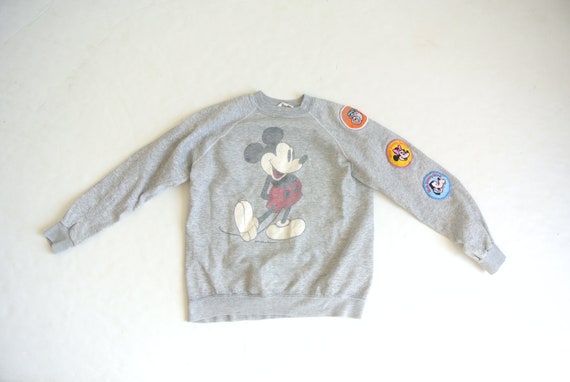 Vintage 1970s Mickey gray sweatshirt with patches