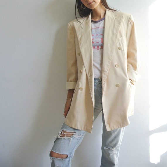 Vintage 1980s Ralph Lauren cream white double brea