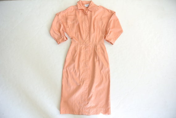 Vintage 1960s salmon pink long sleeve day dress