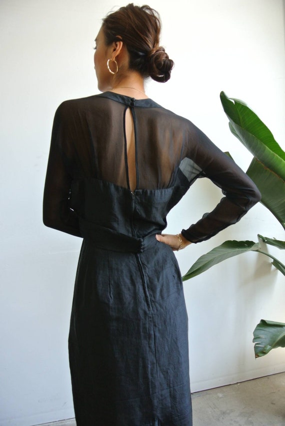 Vintage 1940s black silk dress - image 1