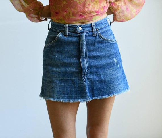 Vintage 1960s Wrangler denim mini skirt W25'-26.5'
