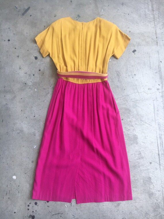 Vintage 1980s dual color yellow × pink USA made d… - image 6