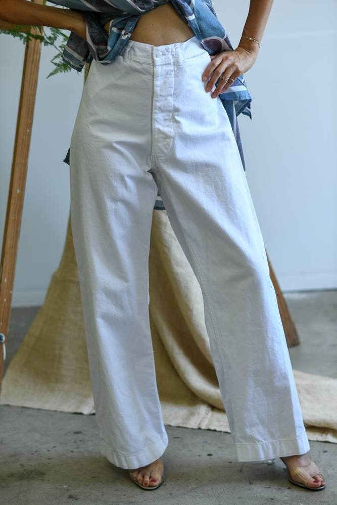 Vintage 1940s WW2 era White sailor pants W28