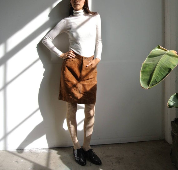 Vintage 1990s Ralph Lauren suede leather pencil mi