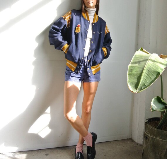 Vintage 1950s BENTONS navy letterman varsity stadi