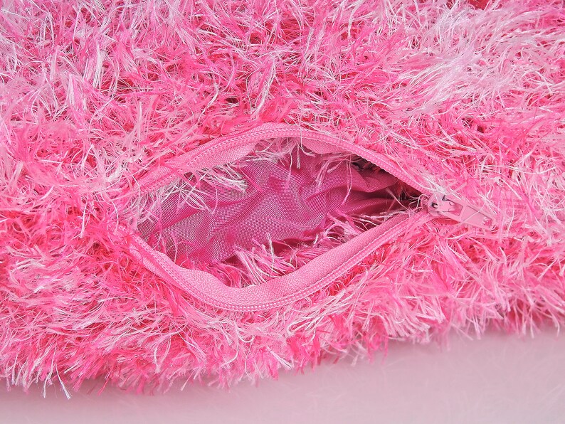 Pink furry knit decorative pillows fuzzy eyelash yarn knitted Etsy