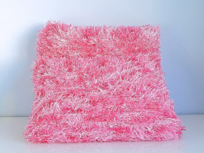 Pink furry knit decorative pillows fuzzy eyelash yarn knitted Etsy
