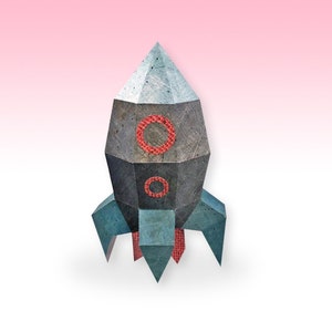 DIY Papercraft Rocket,Rocket lamp,Paper rocket,Rocket gifts,Rocket toy,Rocket ship,Print and fold,Instant digital download,Rocket launcher