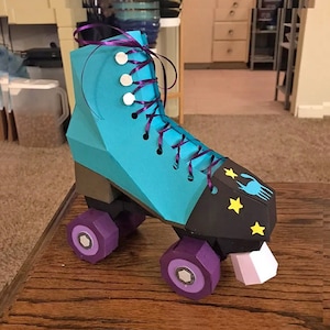 Scarpe da skate a rotelle Papercraft fai-da-te, scarpa di tela, scarpe da skate, scarpa 3d, scarpa di carta, pattini da roller derby, stampa e piega, download digitale istantaneo