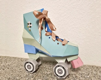 DIY Papercraft Roller skate shoes,Canvas shoe,Skate shoes,3d shoe,Paper shoe,Roller derby skates,Print and fold,Instant digital download