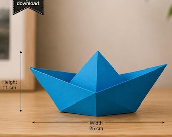 Papercraft Boat Template | 3D Paper Boat DIY | Origami Boat Decor