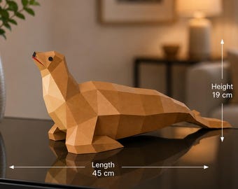 Lion de mer en papier, sculpture 3D en papier (patron PDF)