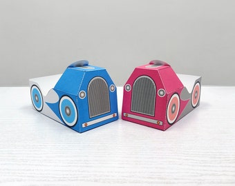 Coche de papel de recuerdo, detalle de cumpleaños (PDF)