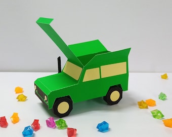 Papercraft SUV Favor Box Template (pdf, dxf, eps, png)