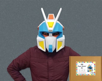 DIY kit, pre gesneden Kit, 3D Papercraft Kit, DIY Gundam Kit, Gundam cosplay, Gundam masker, Gundam kostuum, laag poly masker, 3D origami Kit, 3D puzzel Kit