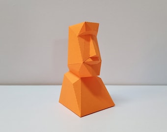 DIY Papercraft Moai Statue, Easter Island Sculpture (PDF Pattern)